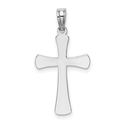 10K White Gold 10K Polished Beveled Cross W/ Round Tips Charm