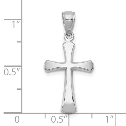 10K White Gold 10K Polished Beveled Cross W/ Round Tips Charm