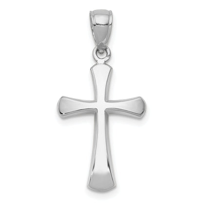 10K White Gold 10K Polished Beveled Cross W/ Round Tips Charm