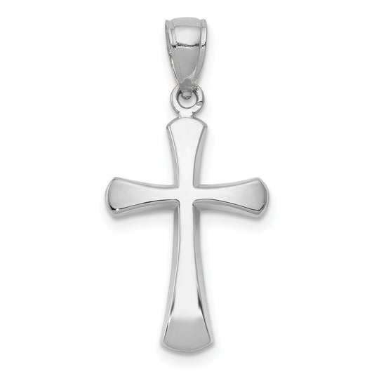 10K White Gold 10K Polished Beveled Cross W/ Round Tips Charm