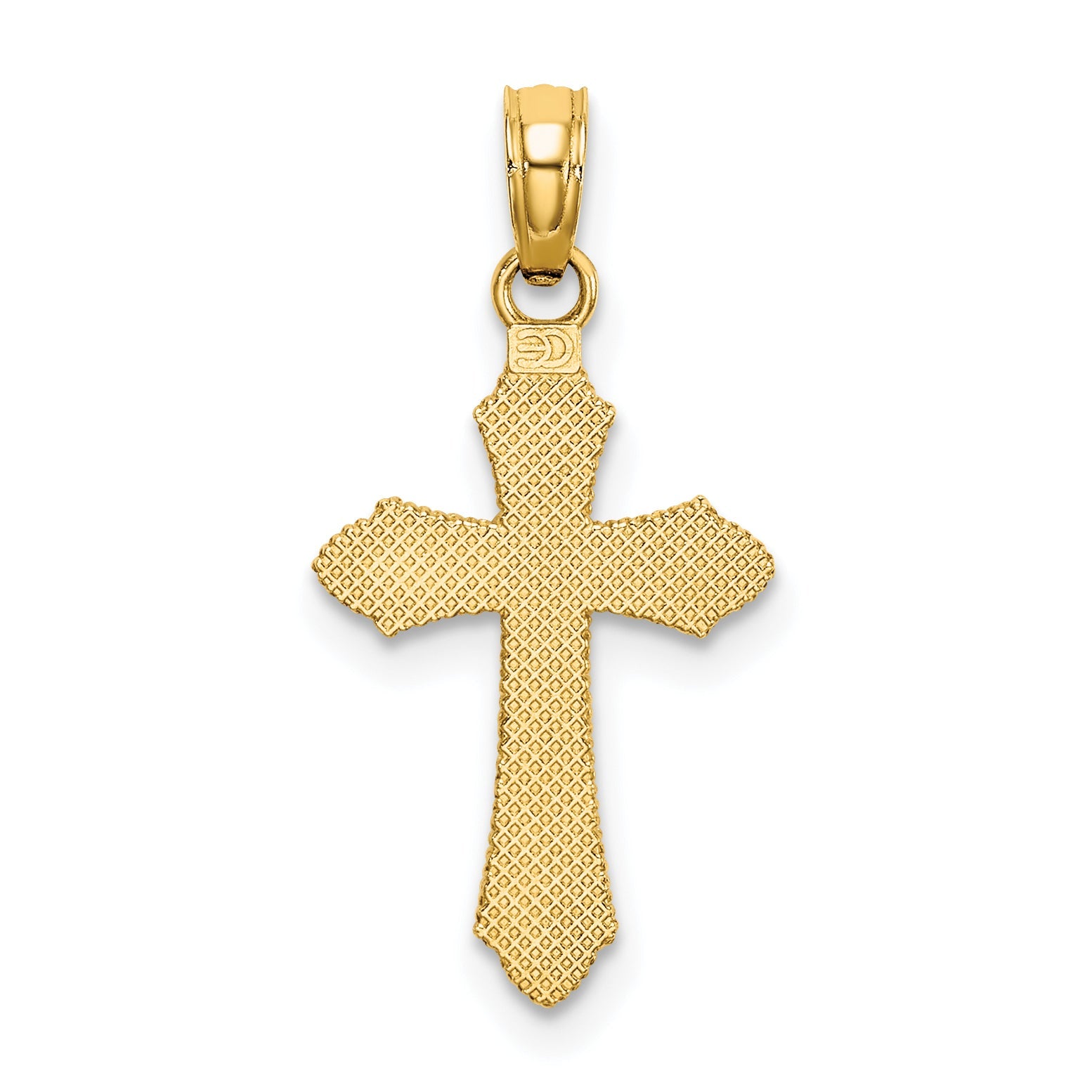 10K Yellow Gold 10K D/C W/ Beaded Edge Cross Charm