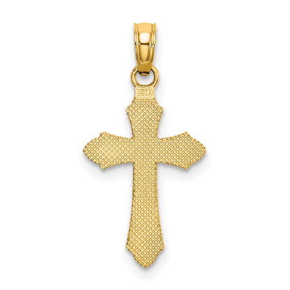 10K Yellow Gold 10K D/C W/ Beaded Edge Cross Charm