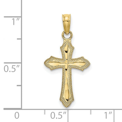 10K Yellow Gold 10K D/C W/ Beaded Edge Cross Charm