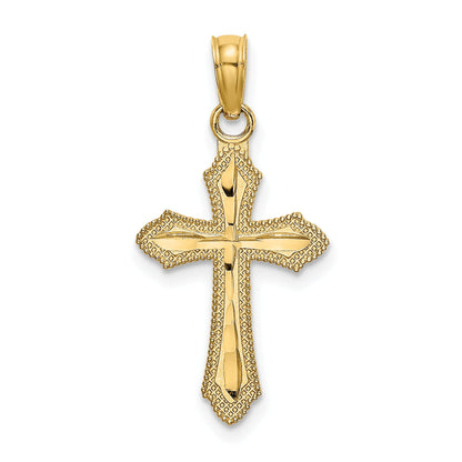 10K Yellow Gold 10K D/C W/ Beaded Edge Cross Charm