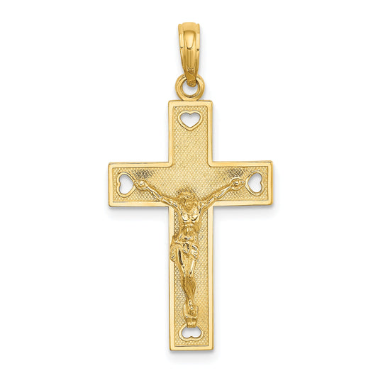 10K Yellow Gold 10K Cut-Out Heart I Love Jesus Crucifix Charm
