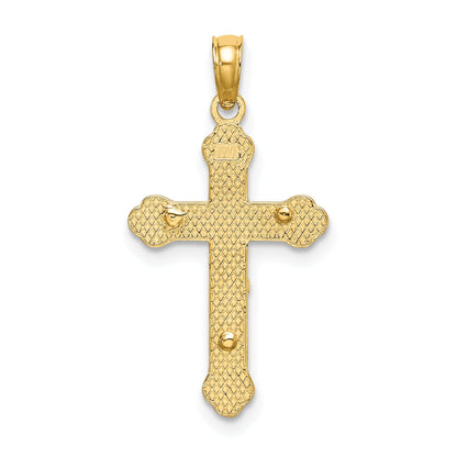 10K Yellow Gold 10K Inri Crucifix W/ Scroll Tips Charm