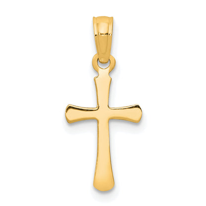 10K Yellow Gold 10K Polished Beveled Cross W/ Round Tips Charm
