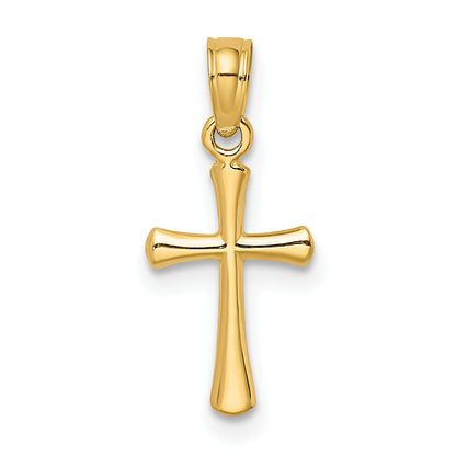 10K Yellow Gold 10K Polished Beveled Cross W/ Round Tips Charm