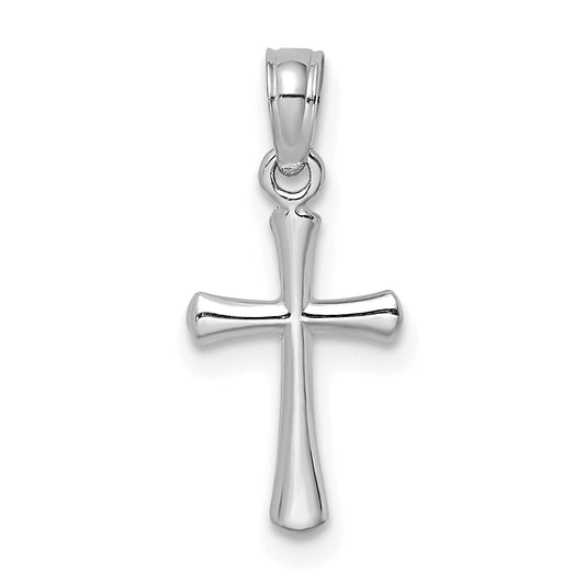 10K White Gold 10K Polished Beveled Cross W/ Round Tips Charm