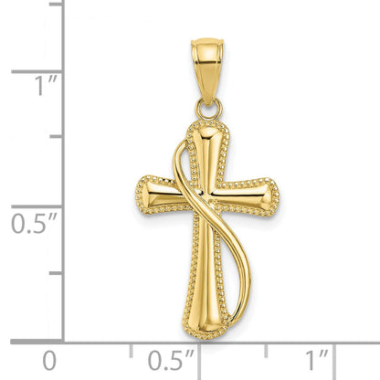 10K Yellow Gold 10K Cross With Drape Charm