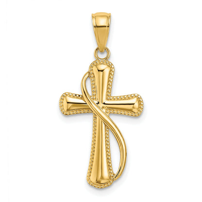 10K Yellow Gold 10K Cross With Drape Charm