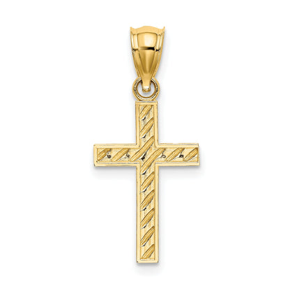 10K Yellow Gold 10K Beaded And Polished Cross Charm