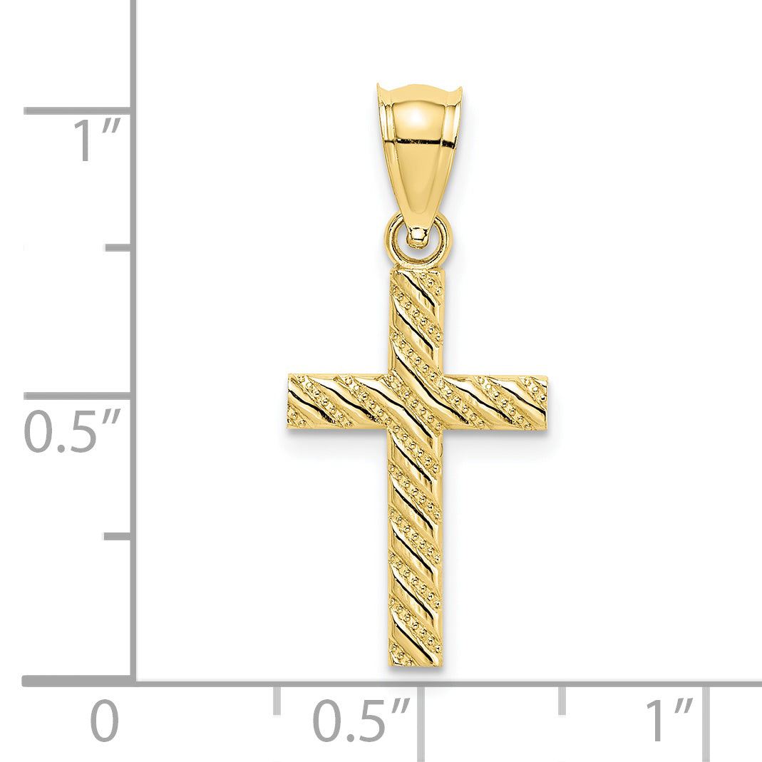 10K Yellow Gold 10K Beaded And Polished Cross Charm