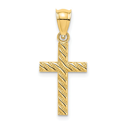 10K Yellow Gold 10K Beaded And Polished Cross Charm