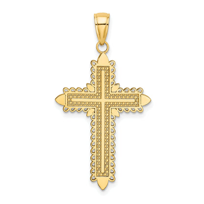10K Yellow Gold 10K W/ Lace Border Cross Charm