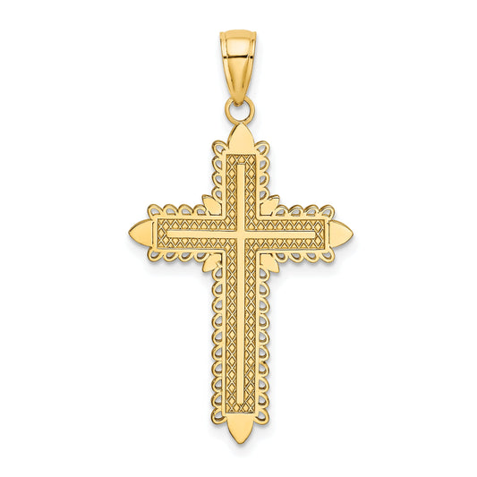 10K Yellow Gold 10K W/ Lace Border Cross Charm
