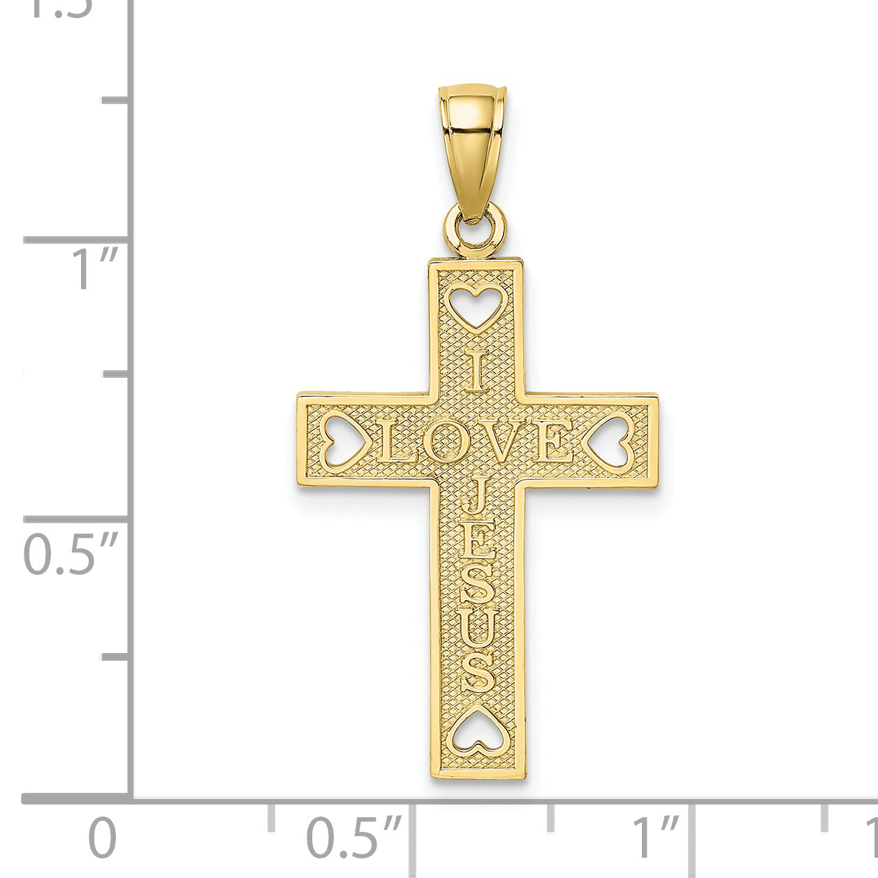 10K Yellow Gold 10K I Love Jesus Cross W/ Hearts Charm