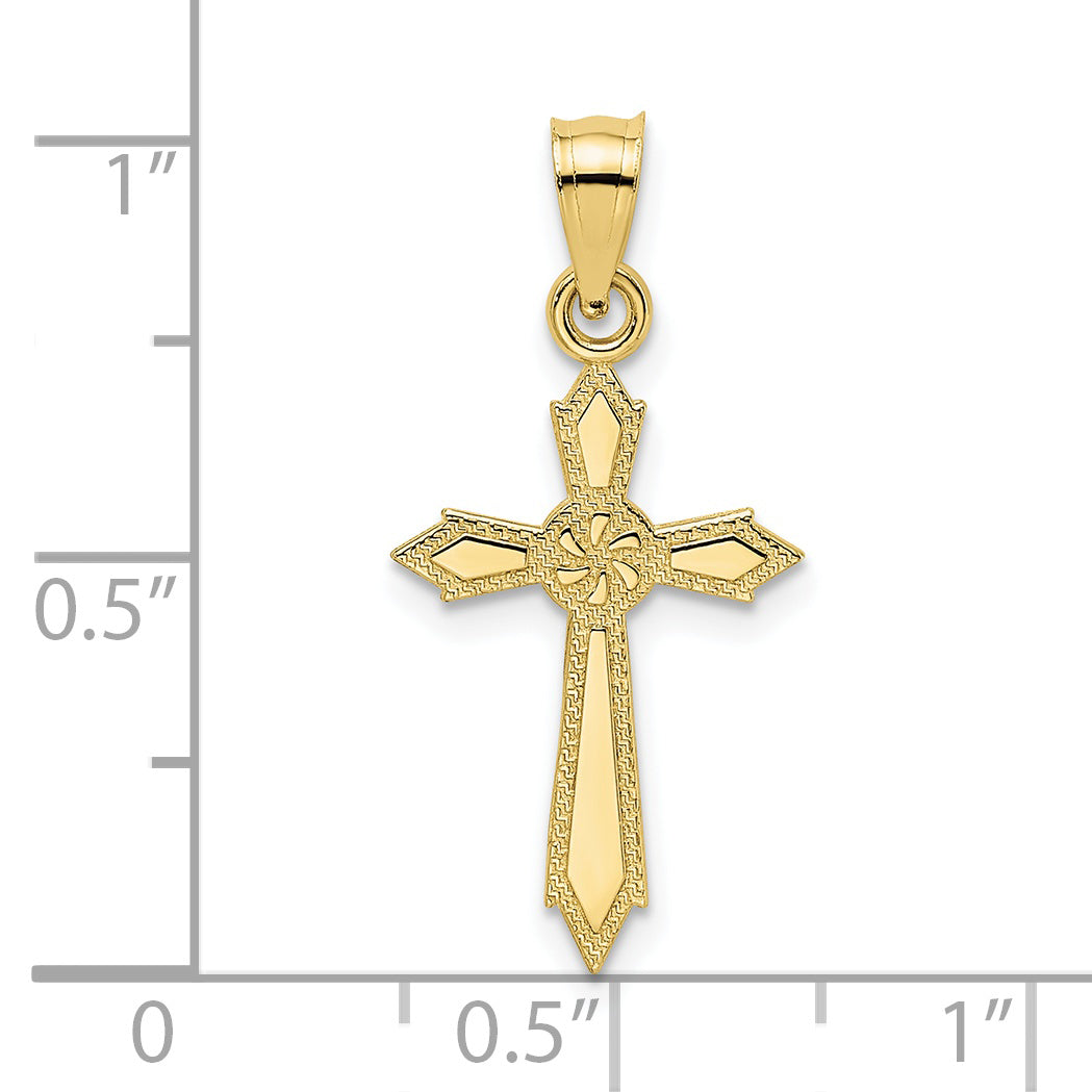 10K Yellow Gold 10K W/ Engraved Edges Cross Charm