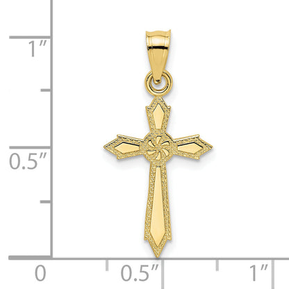 10K Yellow Gold 10K W/ Engraved Edges Cross Charm