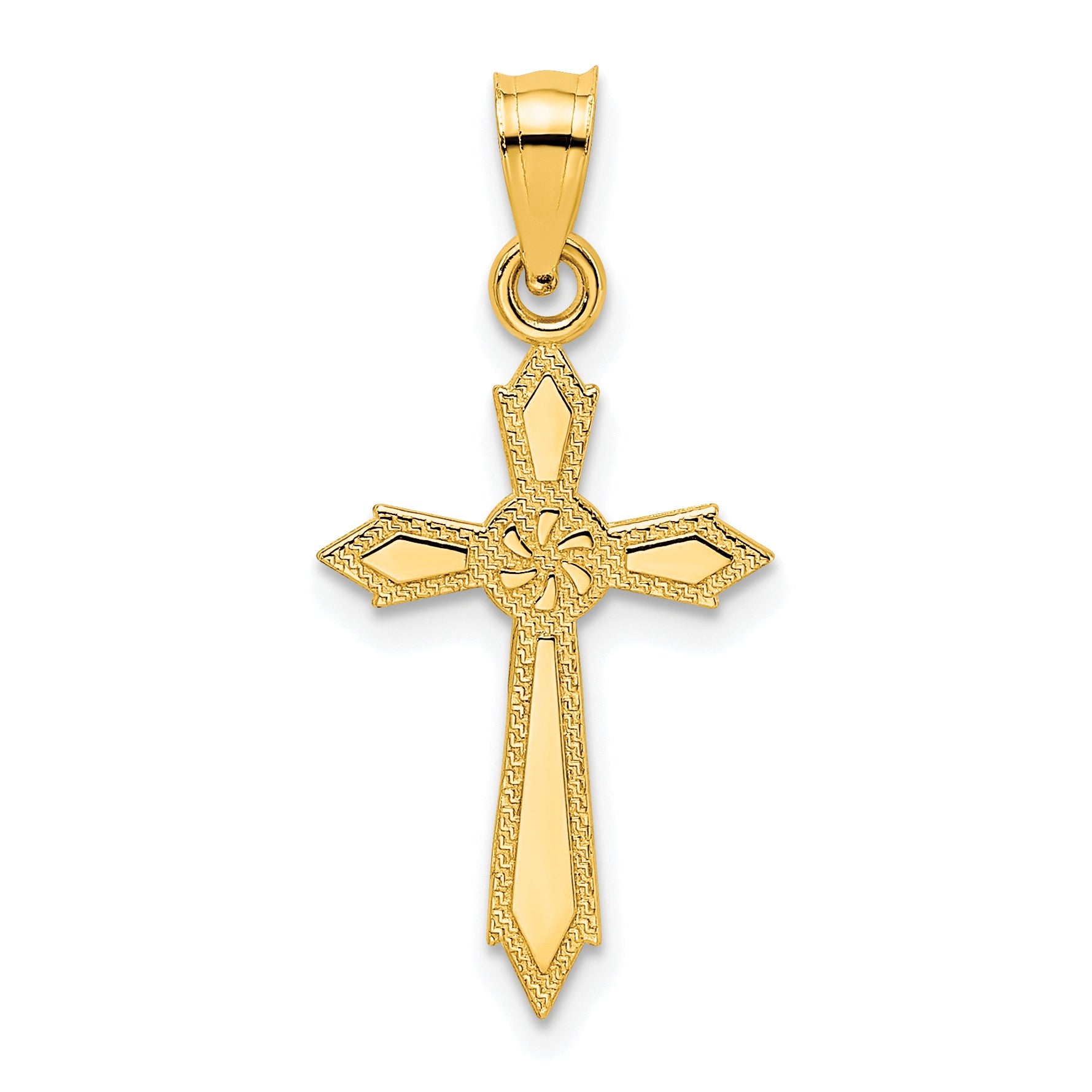 10K Yellow Gold 10K W/ Engraved Edges Cross Charm