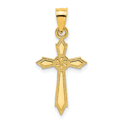 10K Yellow Gold 10K W/ Engraved Edges Cross Charm