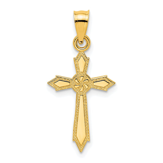 10K Yellow Gold 10K W/ Engraved Edges Cross Charm