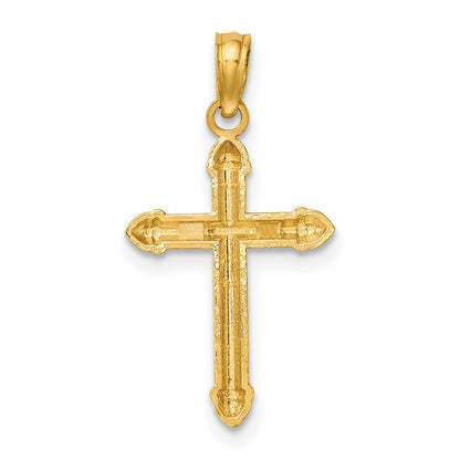 10K Yellow Gold 10K Polished W/ Scroll Design Cross Charm
