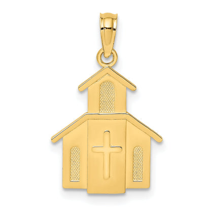10K Yellow Gold 10K Church W/ Cross On Door Charm