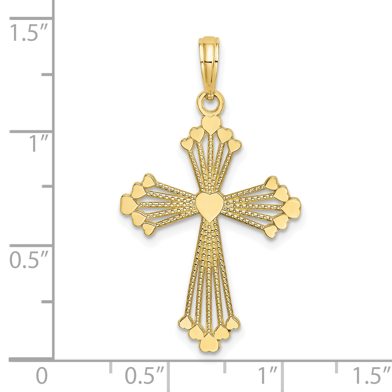 10K Yellow Gold 10K Cross W/ Heart Center Charm