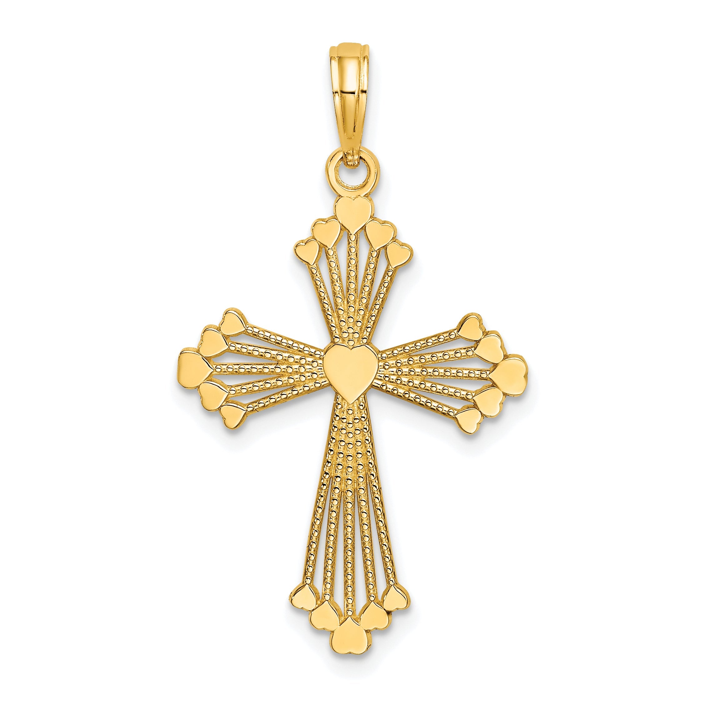 10K Yellow Gold 10K Cross W/ Heart Center Charm