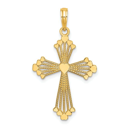 10K Yellow Gold 10K Cross W/ Heart Center Charm