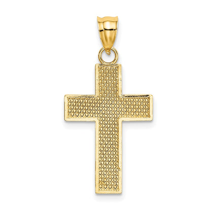 10K Yellow Gold 10K D/C Block Cross Charm