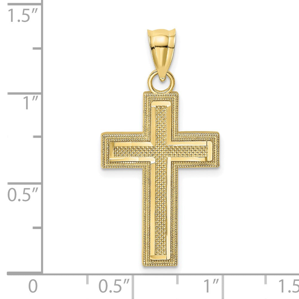 10K Yellow Gold 10K D/C Block Cross Charm