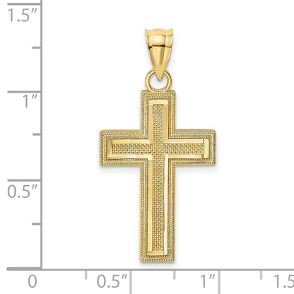 10K Yellow Gold 10K D/C Block Cross Charm
