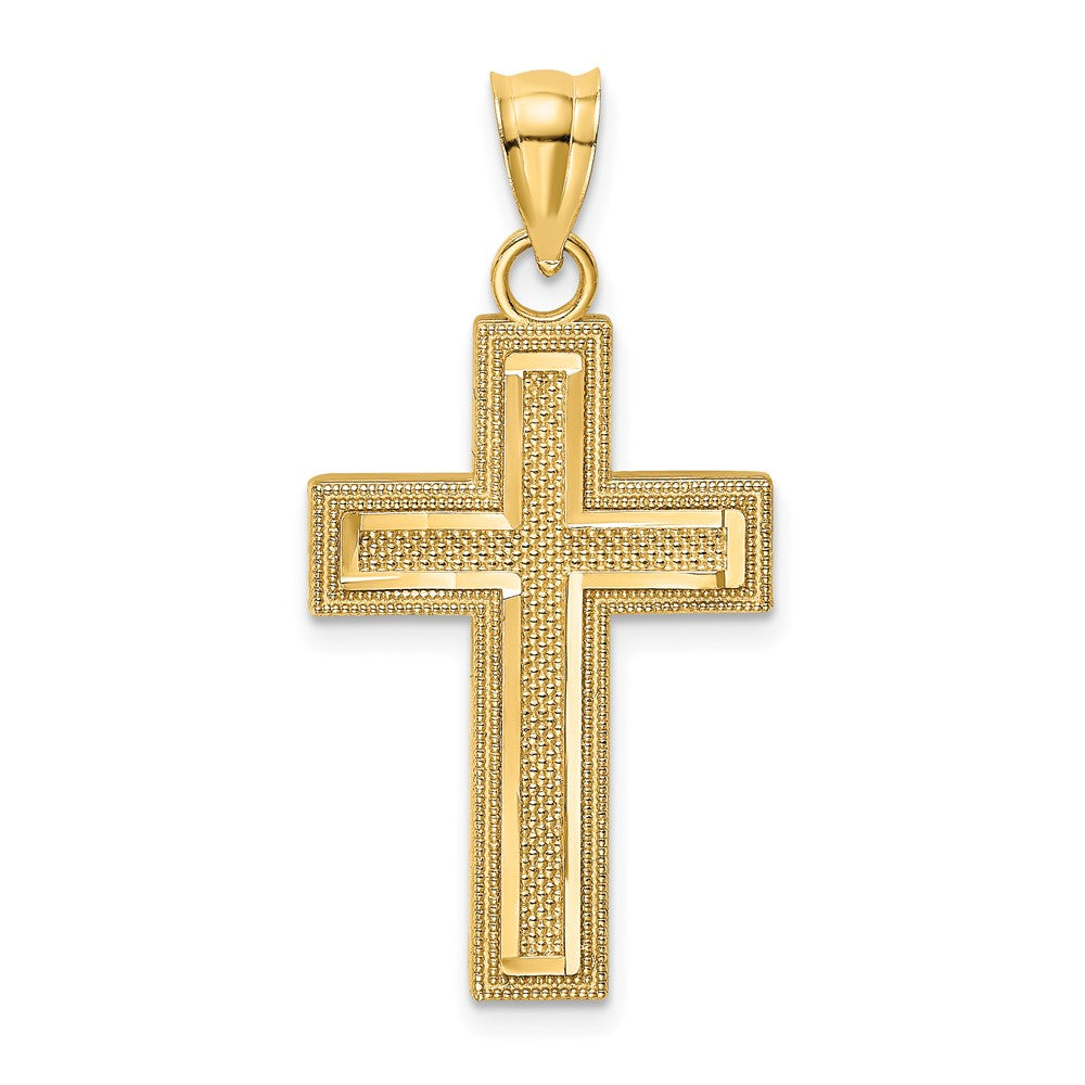 10K Yellow Gold 10K D/C Block Cross Charm