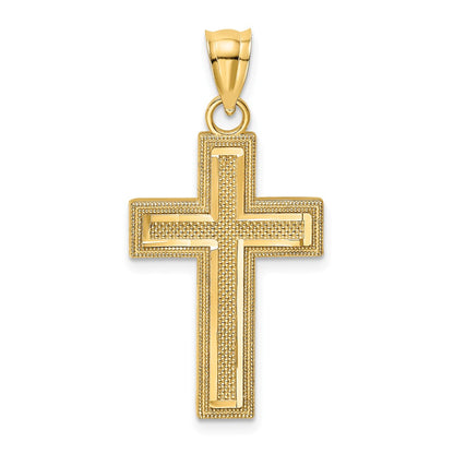 10K Yellow Gold 10K D/C Block Cross Charm