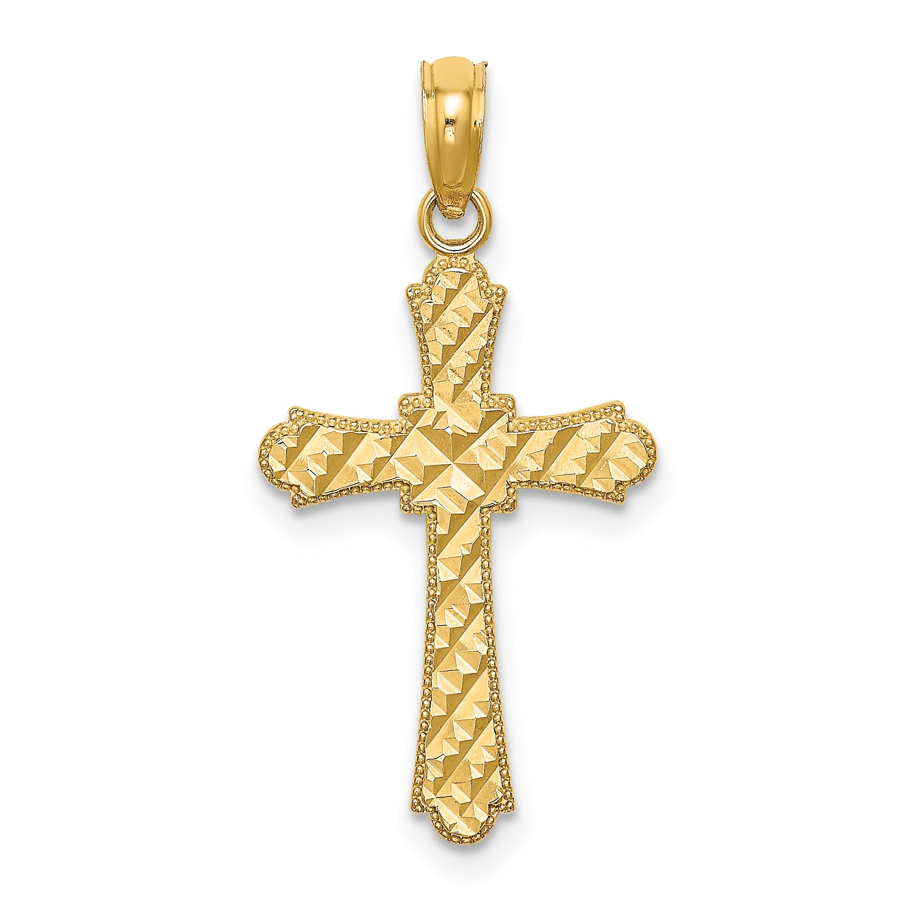 10K Yellow Gold 10K D/C Striped Cross Charm