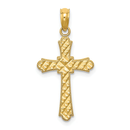 10K Yellow Gold 10K D/C Striped Cross Charm