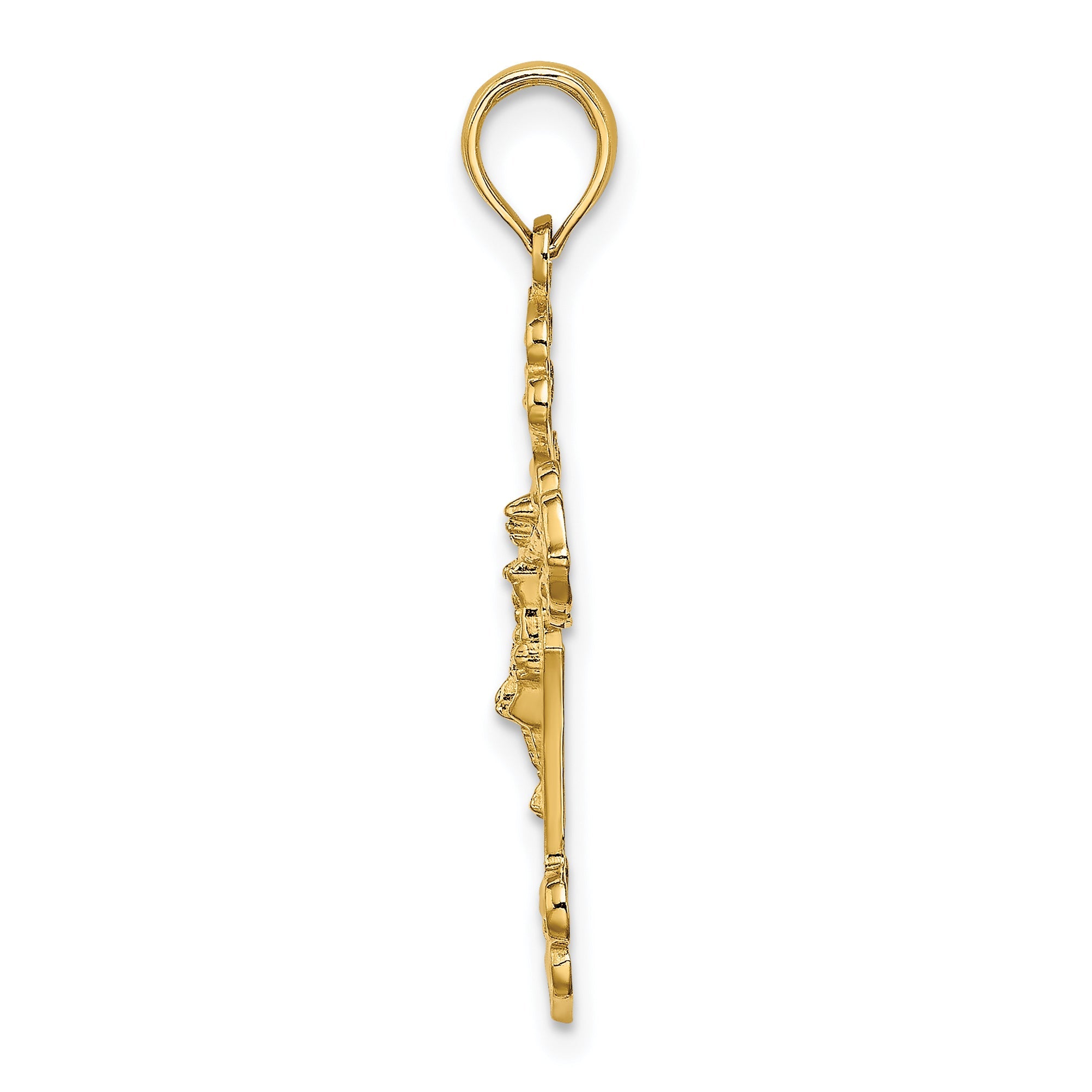 10K Yellow Gold 10K Crucifix W/ Fancy Tips Charm