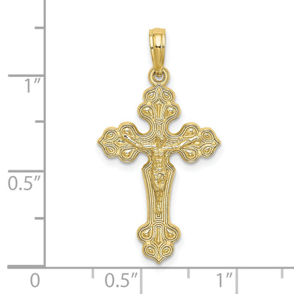 10K Yellow Gold 10K Crucifix W/ Fancy Tips Charm