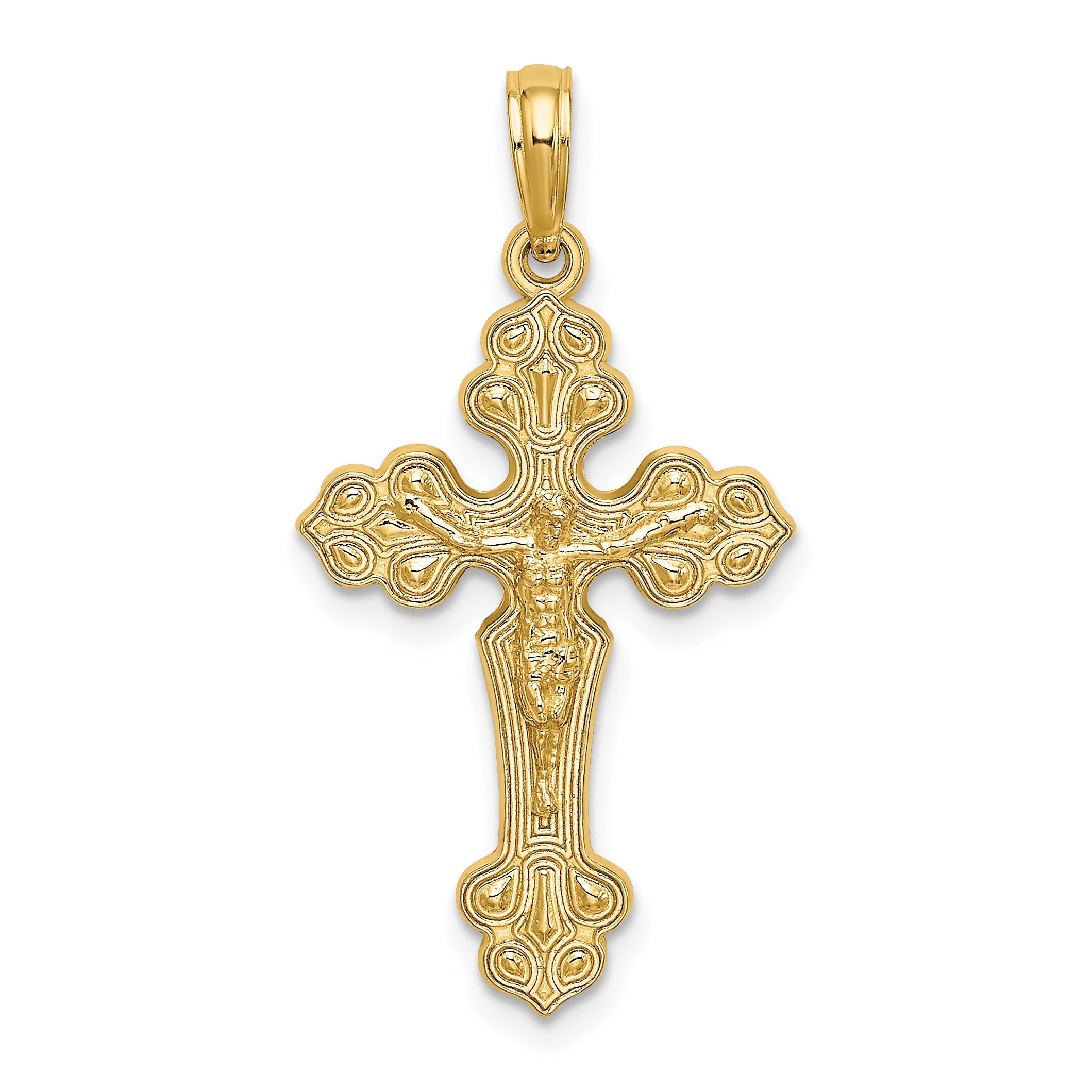 10K Yellow Gold 10K Crucifix W/ Fancy Tips Charm