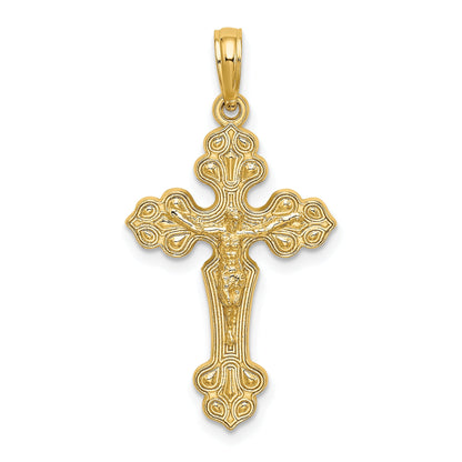 10K Yellow Gold 10K Crucifix W/ Fancy Tips Charm