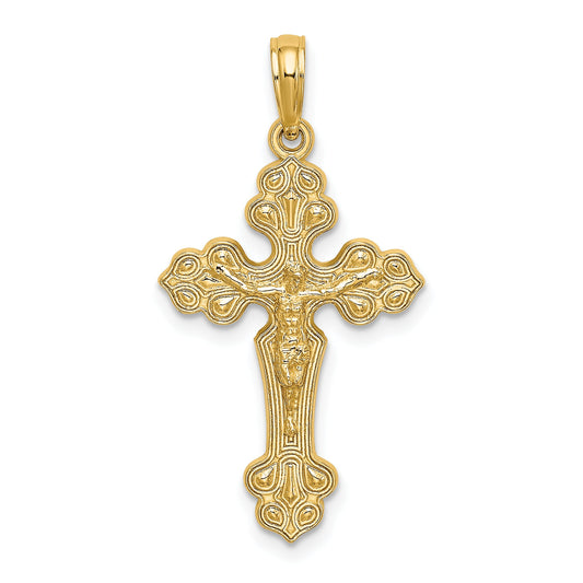 10K Yellow Gold 10K Crucifix W/ Fancy Tips Charm
