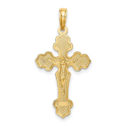 10K Yellow Gold 10K D/C Crucifix W /Fancy Tips Charm