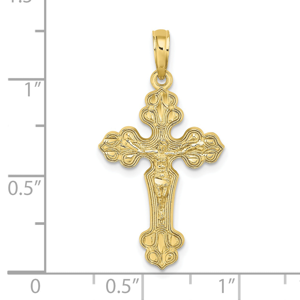 10K Yellow Gold 10K D/C Crucifix W /Fancy Tips Charm