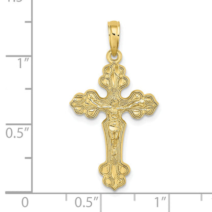 10K Yellow Gold 10K D/C Crucifix W /Fancy Tips Charm
