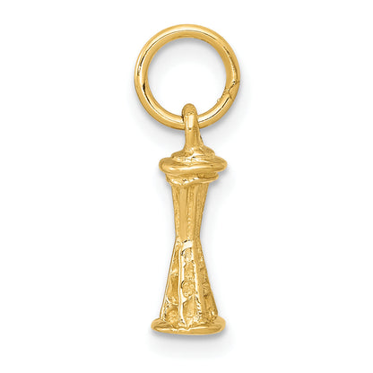 10K Yellow Gold Solid Polished 3-D Space Needle Charm