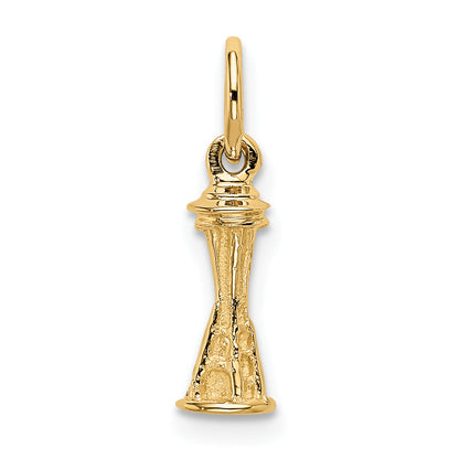 10K Yellow Gold Solid Polished 3-D Space Needle Charm