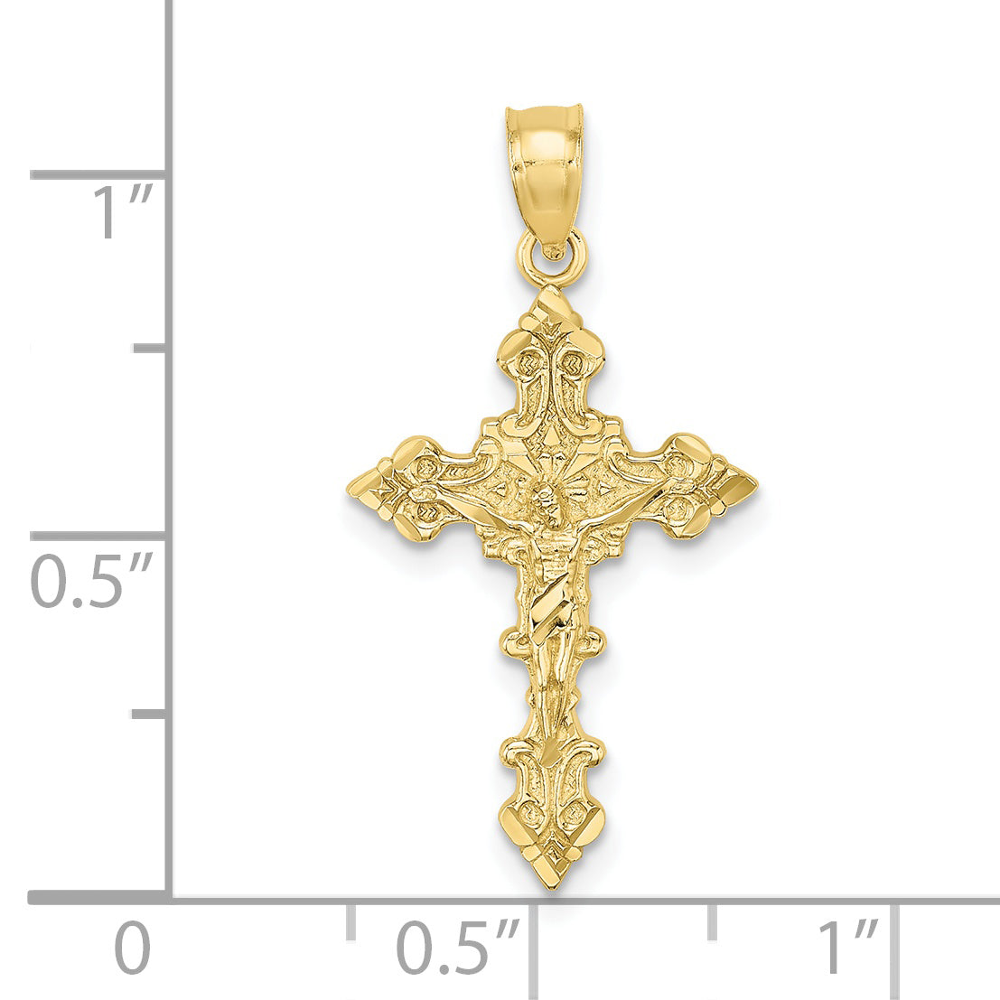 10K Yellow Gold 10K Crucifix W/ Fancy Edges Charm