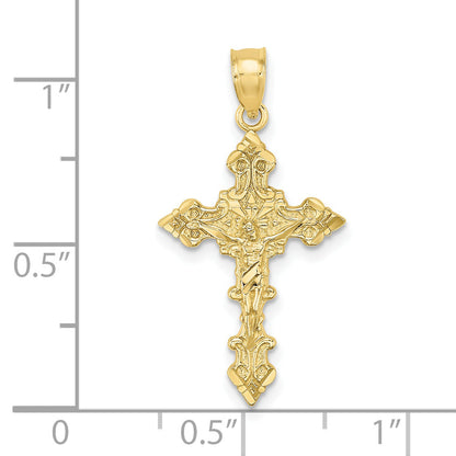 10K Yellow Gold 10K Crucifix W/ Fancy Edges Charm